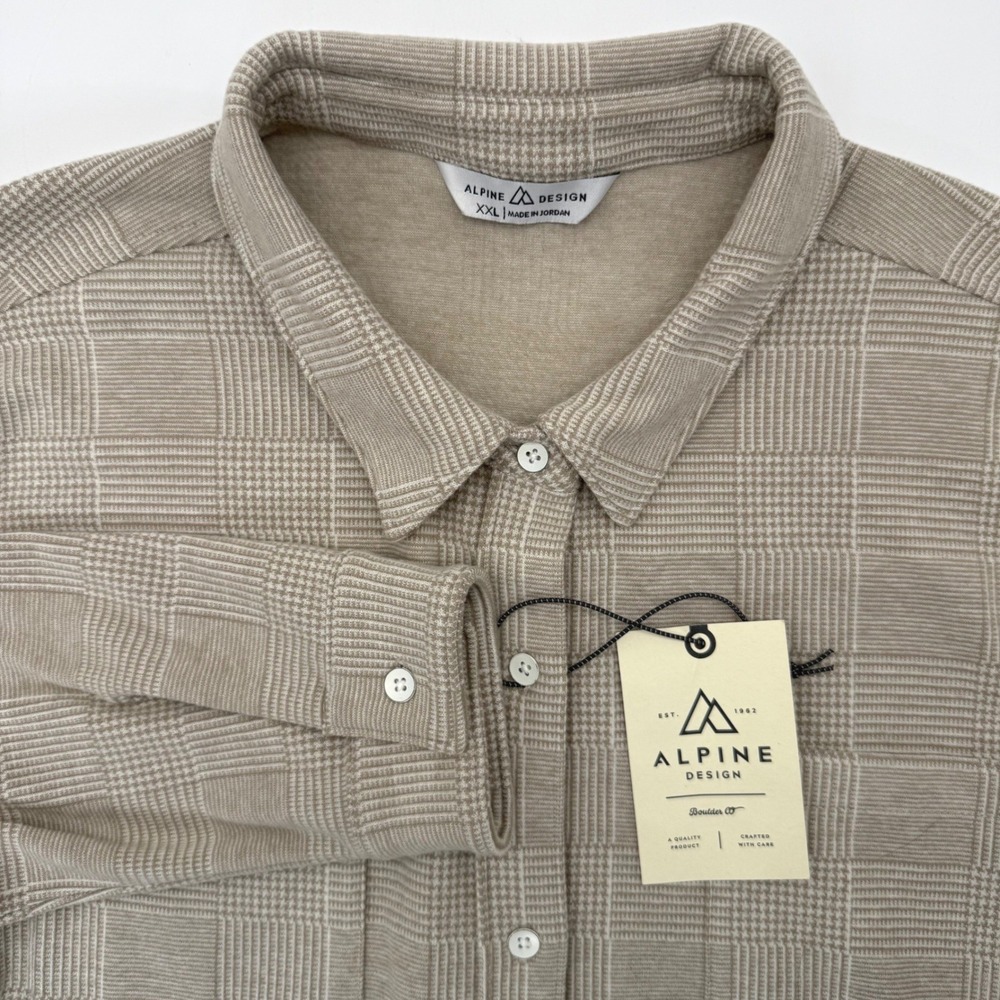 Alpine Design Shirt Womens XXL Tan Wanderful Brushed Knit Refinery‎ Plaid NWT